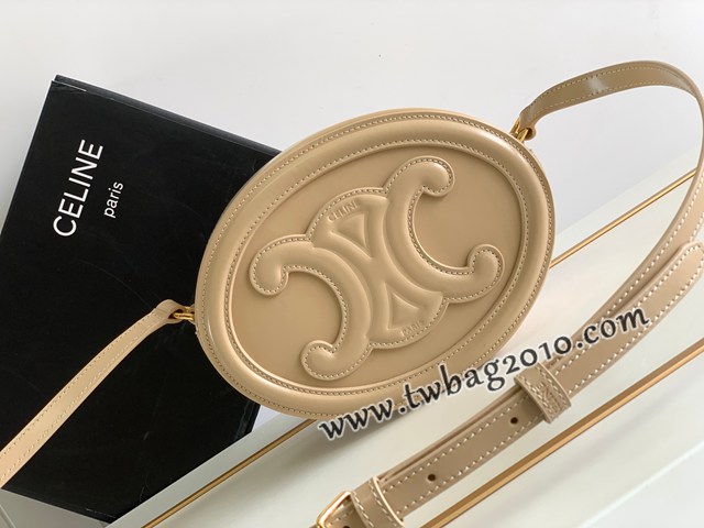 Celine專櫃2023新款OVAL CUIR TRIOMPHE大光滑牛皮革橢圓形手袋 賽琳大月餅包 sldj2357
